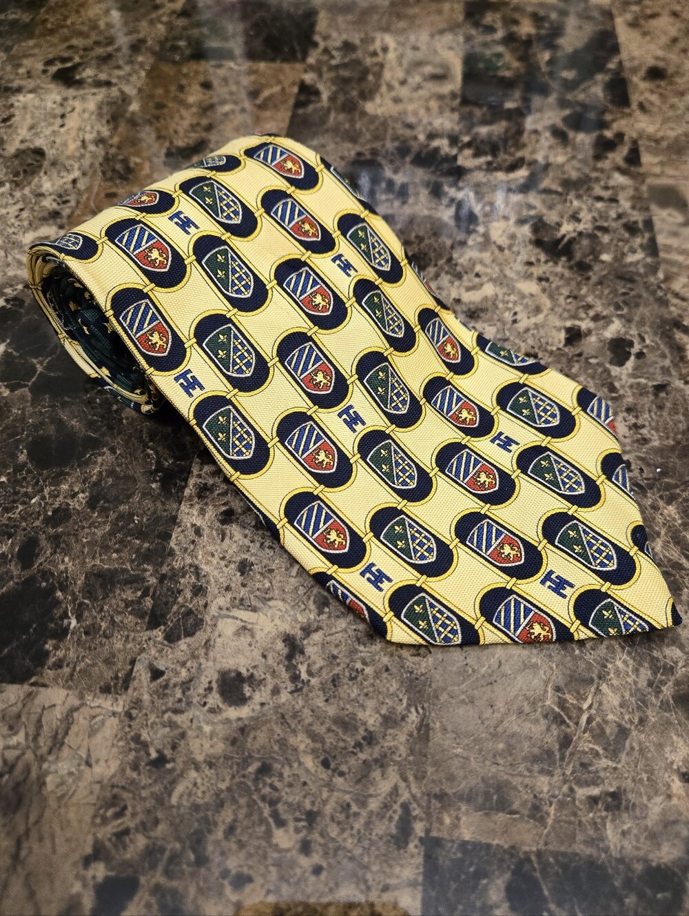 Tommy Hilfiger 2-Tone Ivy League Tie - 100% Imported Italian Silk Yellow/Green